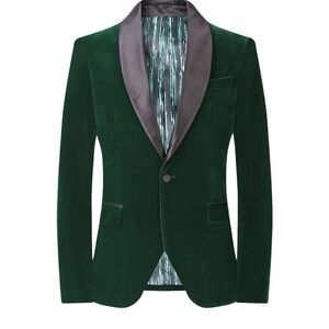 Suslo Couture Hunter Green Velvet Blazer Size 3XL